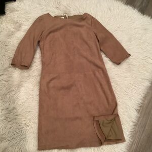 David Warren sheath faux suede dress size 12 tan